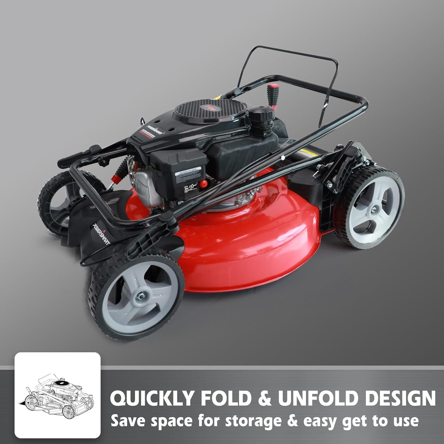 Gas Lawn Mower 21-Inch 144cc OHV Engine 3-in-1 Push Mower with Bagging