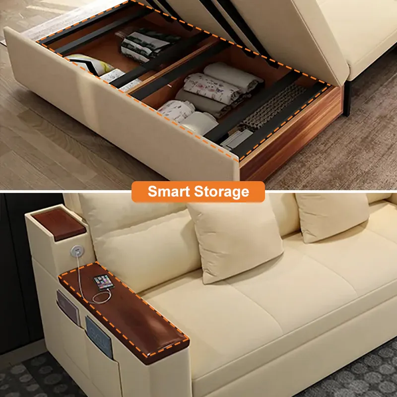 Space-saving Multi-purpose living Room Furniture Modern fabric folding sofa bed