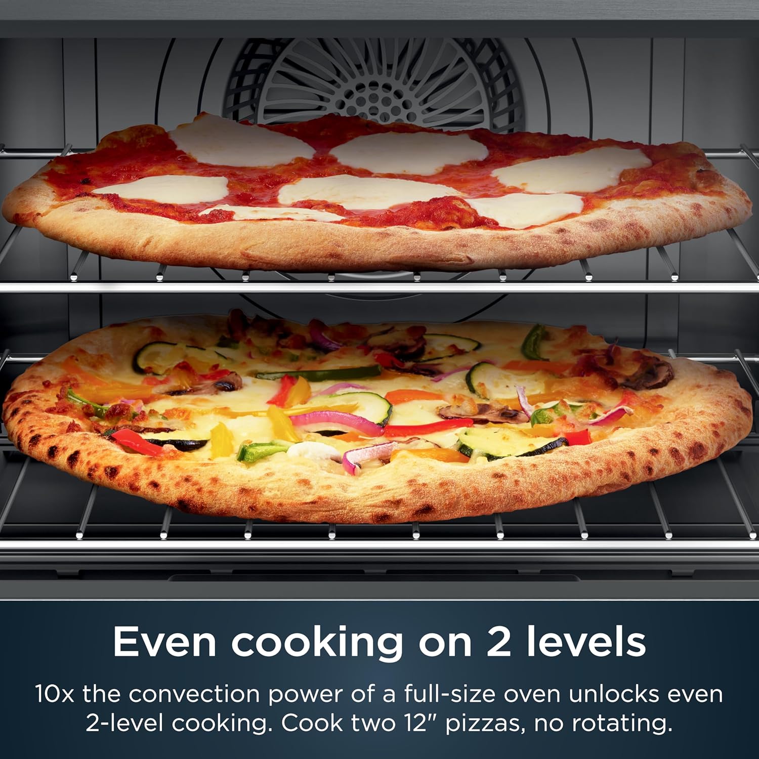 10-in-1 Smart XL Air Fry Oven, Bake, Broil, Toast, Roast, Digital Toaster, Thermometer, True Surround Convection up to 450°F, includes 6 trays & Recipe Guide