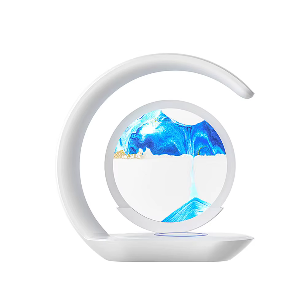 Quicksand Table Lamp USB Wireless Charging Desk Lamp 3D Hourglass Ornaments