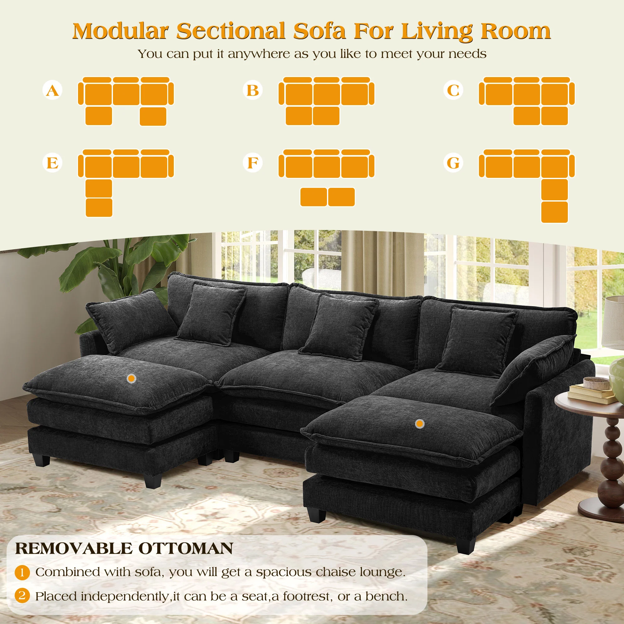 Luxury Thickened Cushion Modular Sofa