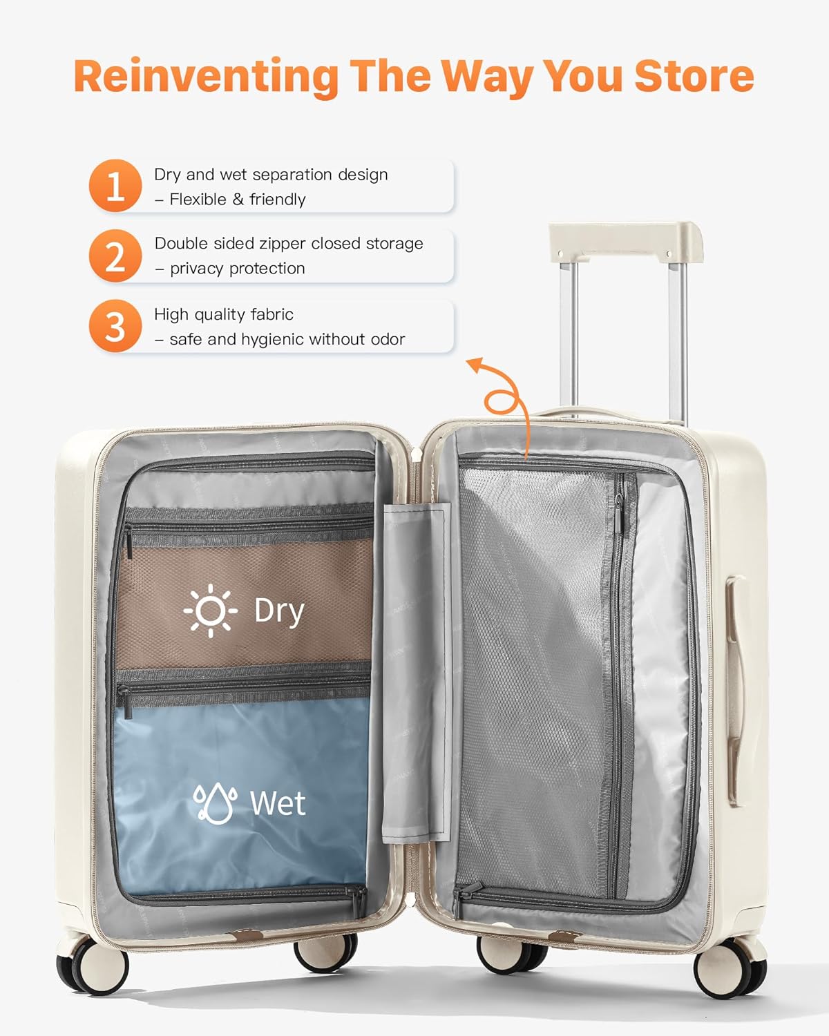 20 IN Carry On Luggage 22x14x9 Airline Approved - Front Pocket Hardside Travel Suitcase Unbreakable