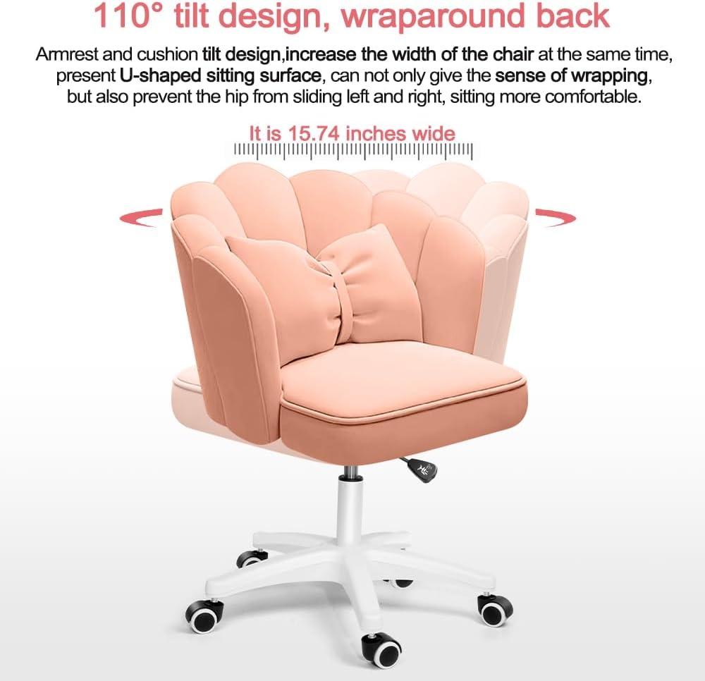 Office Chair Cute Petal Desk Chair, Modern Fabric Home Butterfly Chairs Height Adjustable Chair Makeup Chairs Computer Chairs