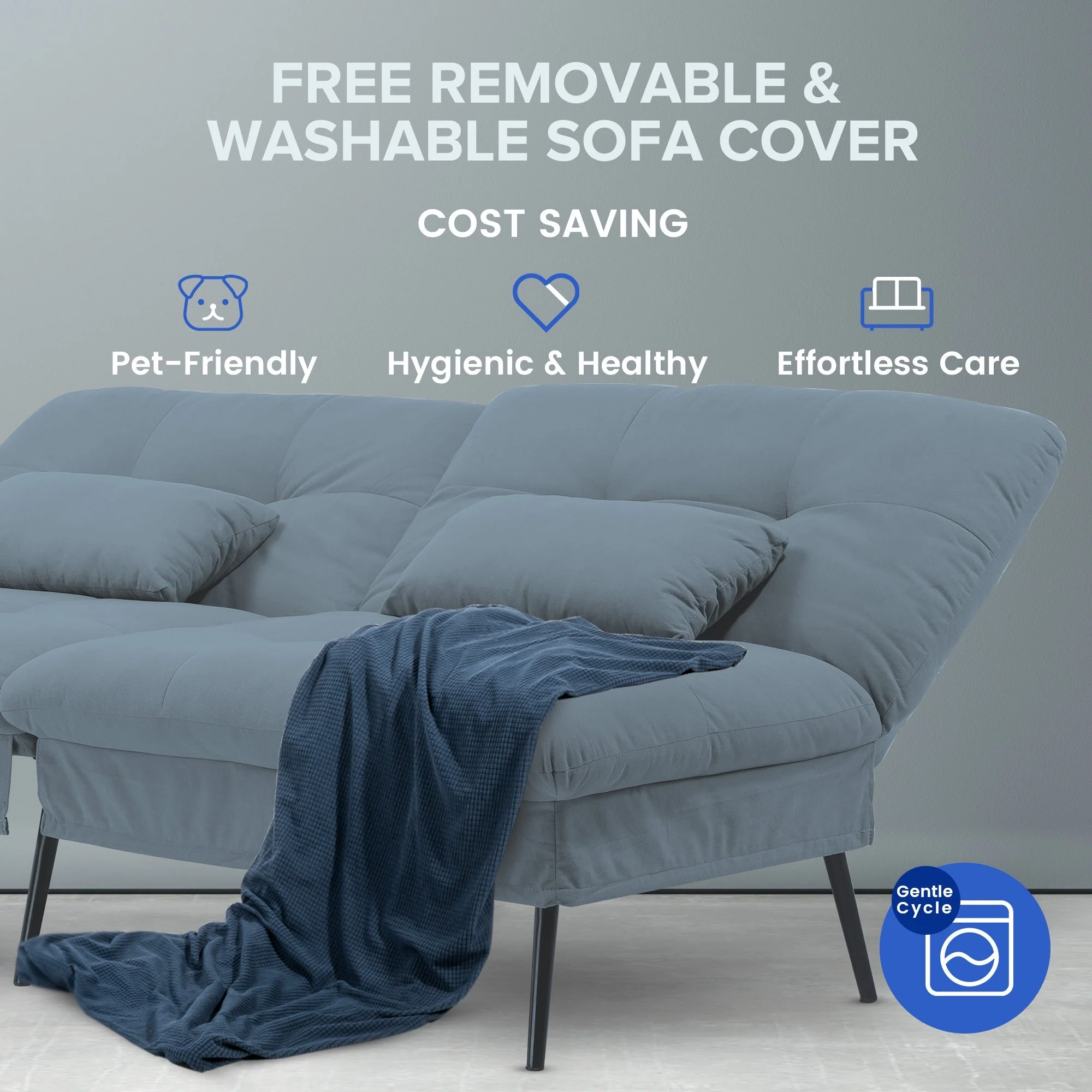 COMHOMA Convertible Ultra-comfortable Futon Sofa Bed with Adjustable Backrest B001