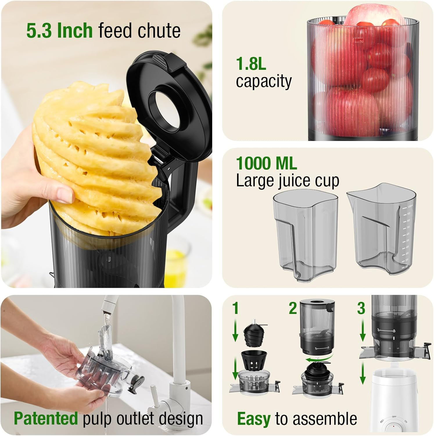 Juicer Machines, Cold Press Juicer with 5.3