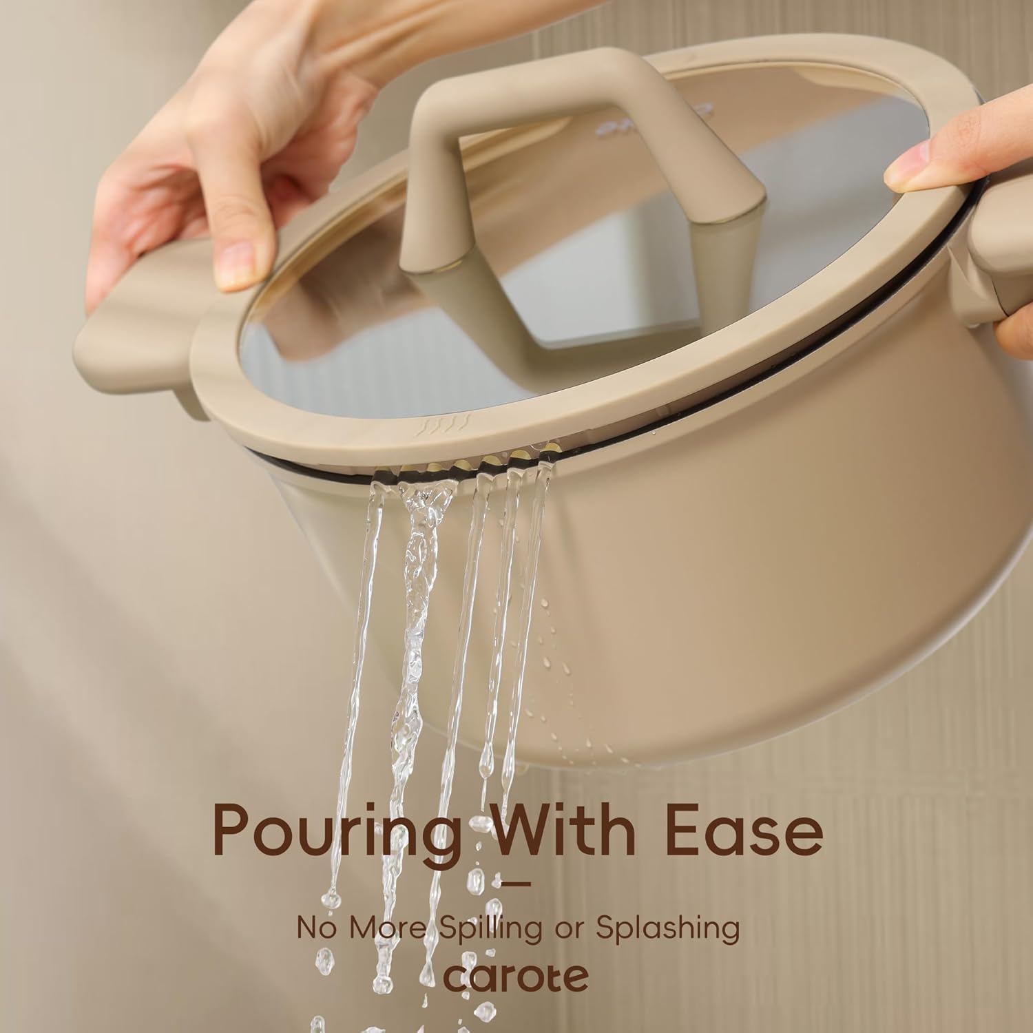 19pcs Nonstick Cookware Set, Pots and Pans Set Non Stick, kitchen Cooking Set, Premium Induction Cookware, Frying pan, Large Capacity Granite, Brown