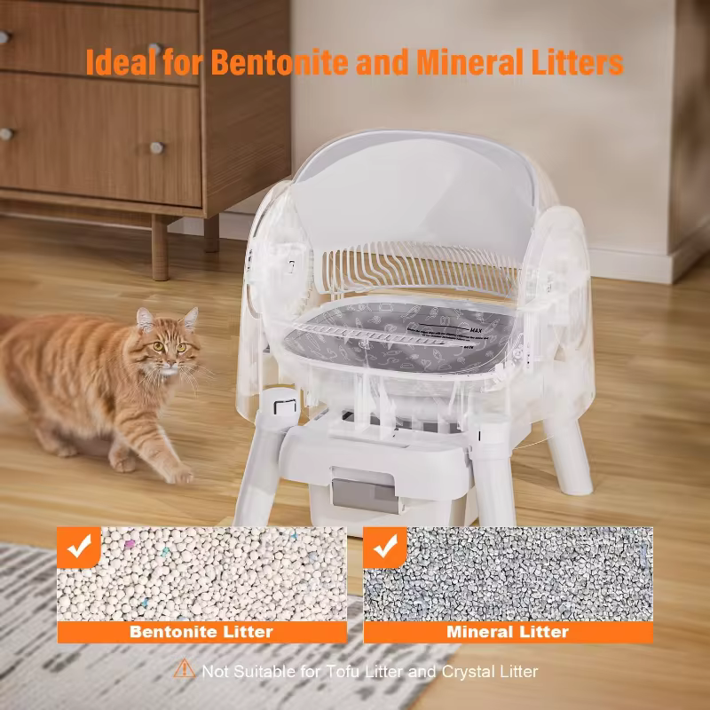 Automatic Cat Litter Box for Multiple Cats with Trash Bags and Litter Mat