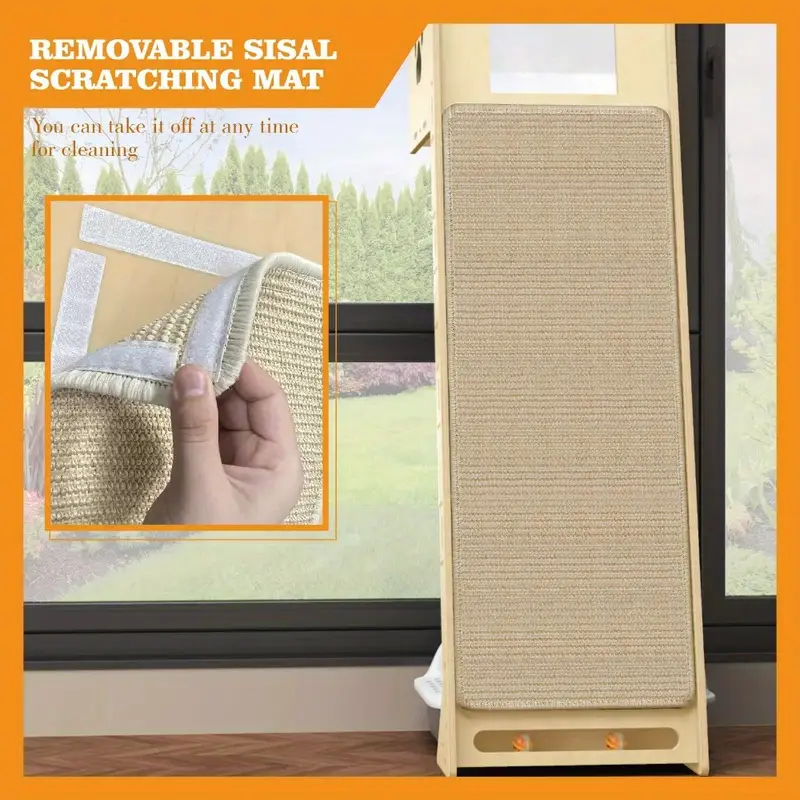 🐱3-in-1 Wooden Cat Apartment - Cat Observation Tower, Climbing Pole, Scratching Board