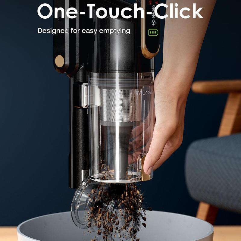 Trucozie Cordless Vacuum Cleaner, 45Kpa 50 Mins Runtime Self-Standing Stick Vacuum Cleaners for Home, Powerful Suction, Lightweight, LED Touch Screen 8 in 1 Vacuum for Pet Hair, Carpet, Hardwood Floor