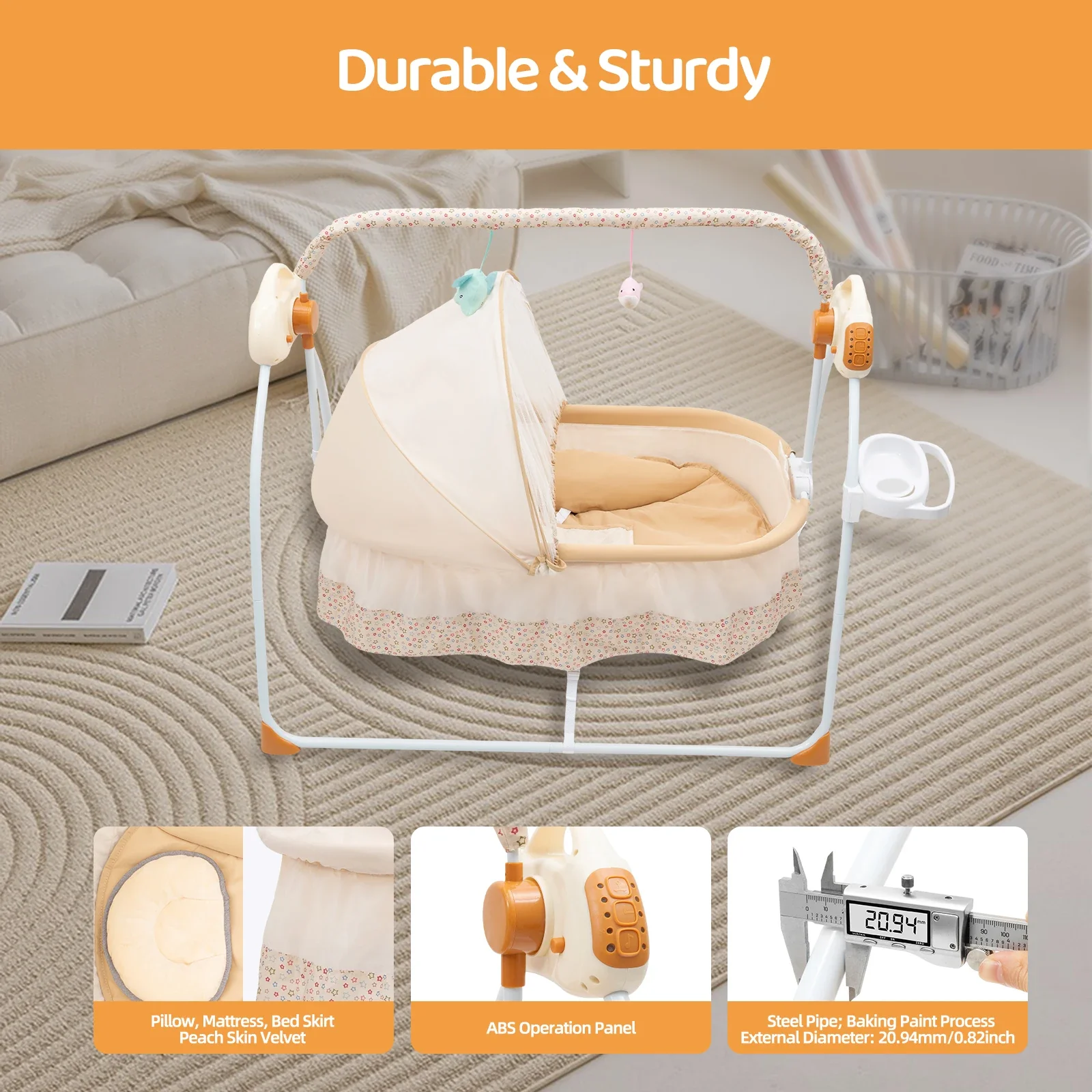 🍼Foldable Electric Baby Cradle with Music & Motion