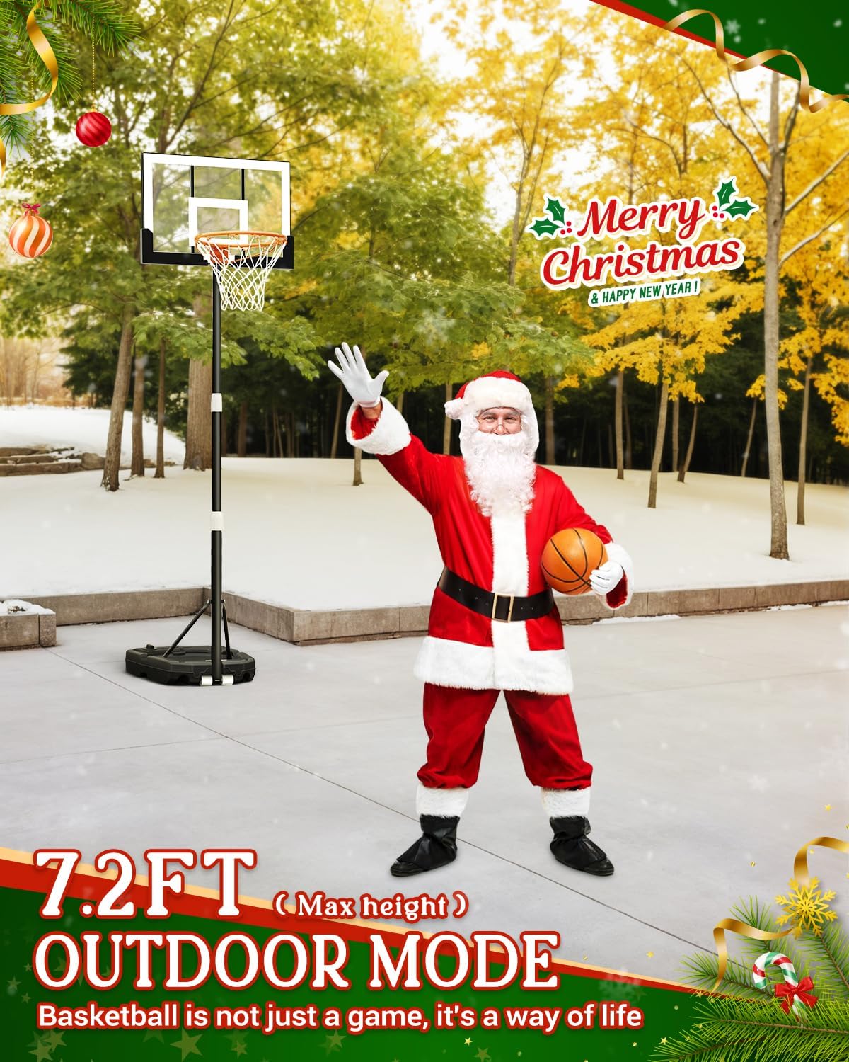 Kids Basketball Hoop Outdoor 3.2-7.2ft Adjustable, Portable Basketball Hoop & Goals for Kids/Teens/Youth in Pool/Backyard/Driveway/Indoor, 29 Inch Shatterproof Backboard and Enlarged Base