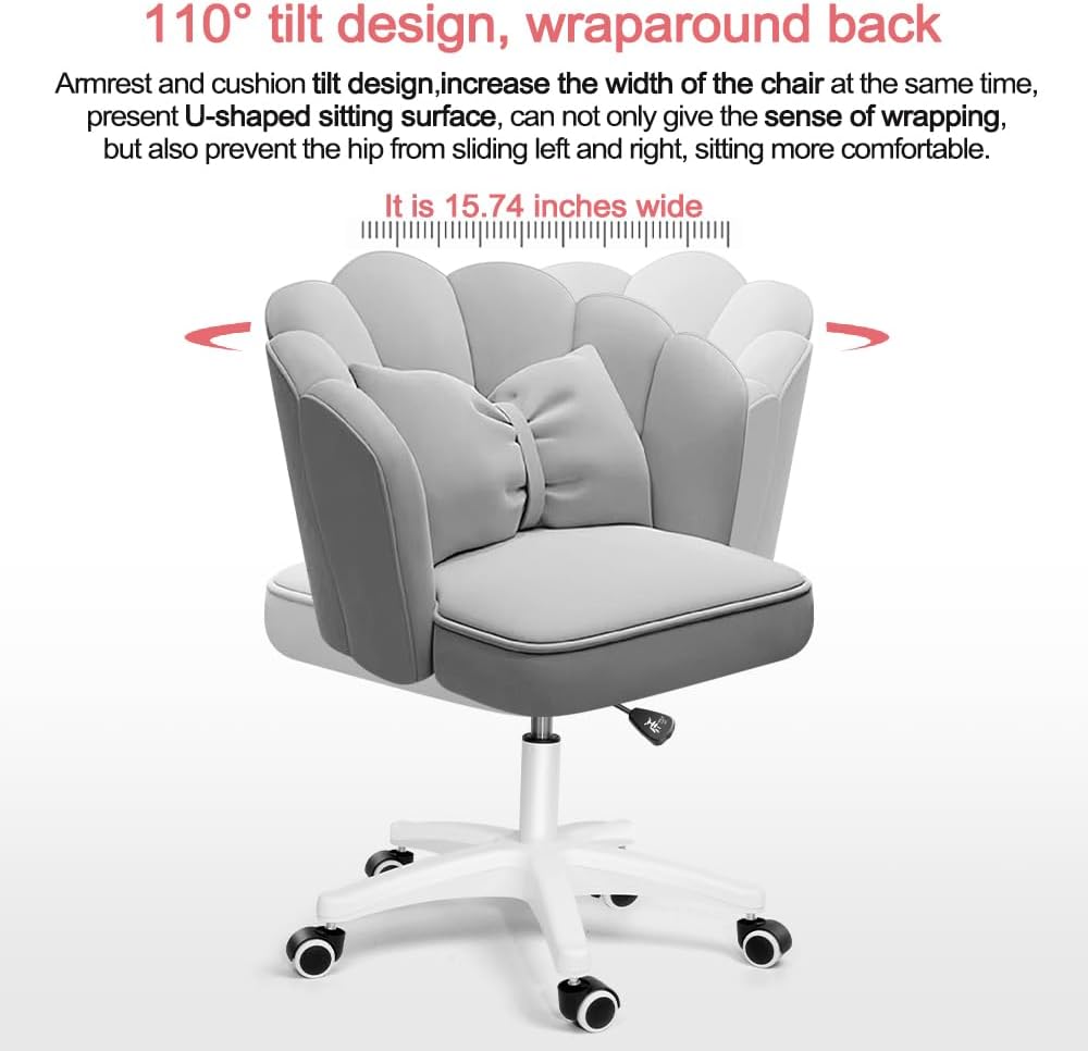Office Chair Cute Petal Desk Chair, Modern Fabric Home Butterfly Chairs Height Adjustable Chair Makeup Chairs Computer Chairs