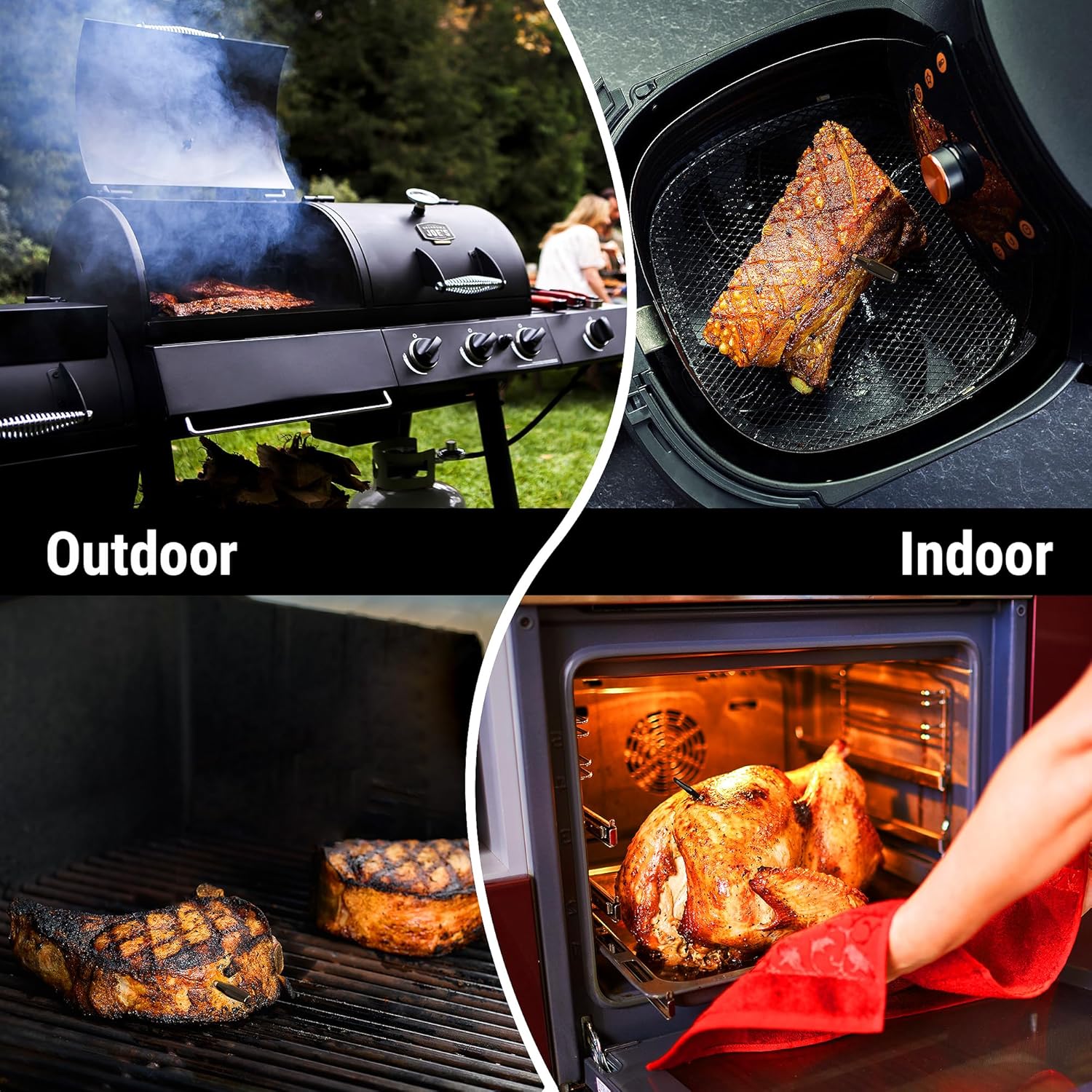 600FT Wireless Meat Thermometer with Upgraded Ultra-Thin Probe, Bluetooth Meat Thermometer Wireless for Outside Grill, Smoker Thermometer for BBQ Oven Rotisserie Sous Vide