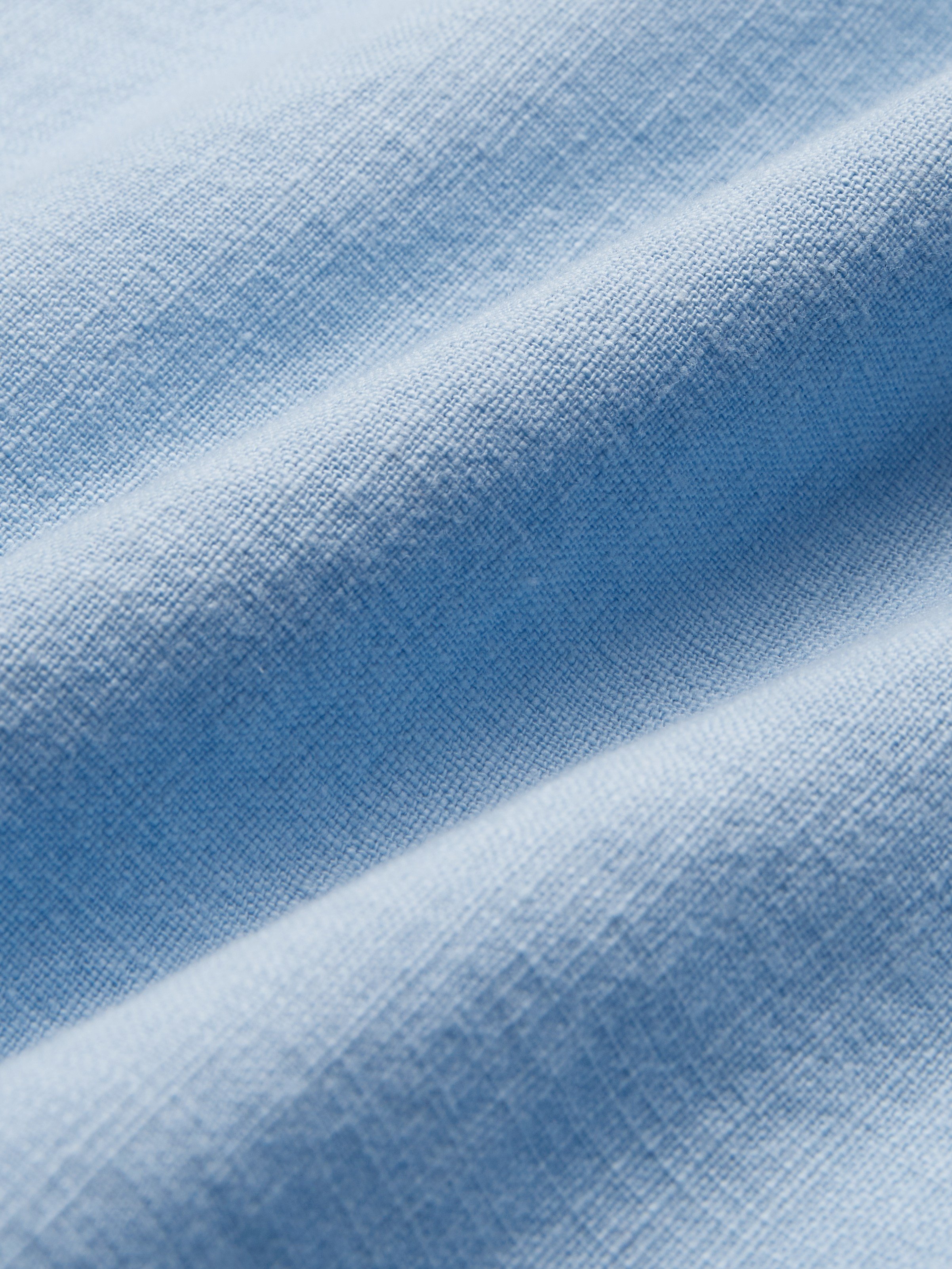 Maxi Linen Dress, Long Sleeves, Stand Collar, Lace Design, Linen Blend, Blue